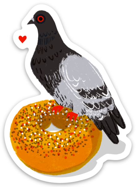 Bagel Bird Pigeon Love Sticker