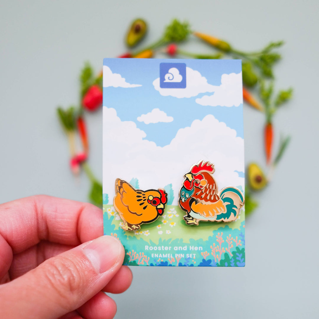 Enamel Pin - Rooster and Hen