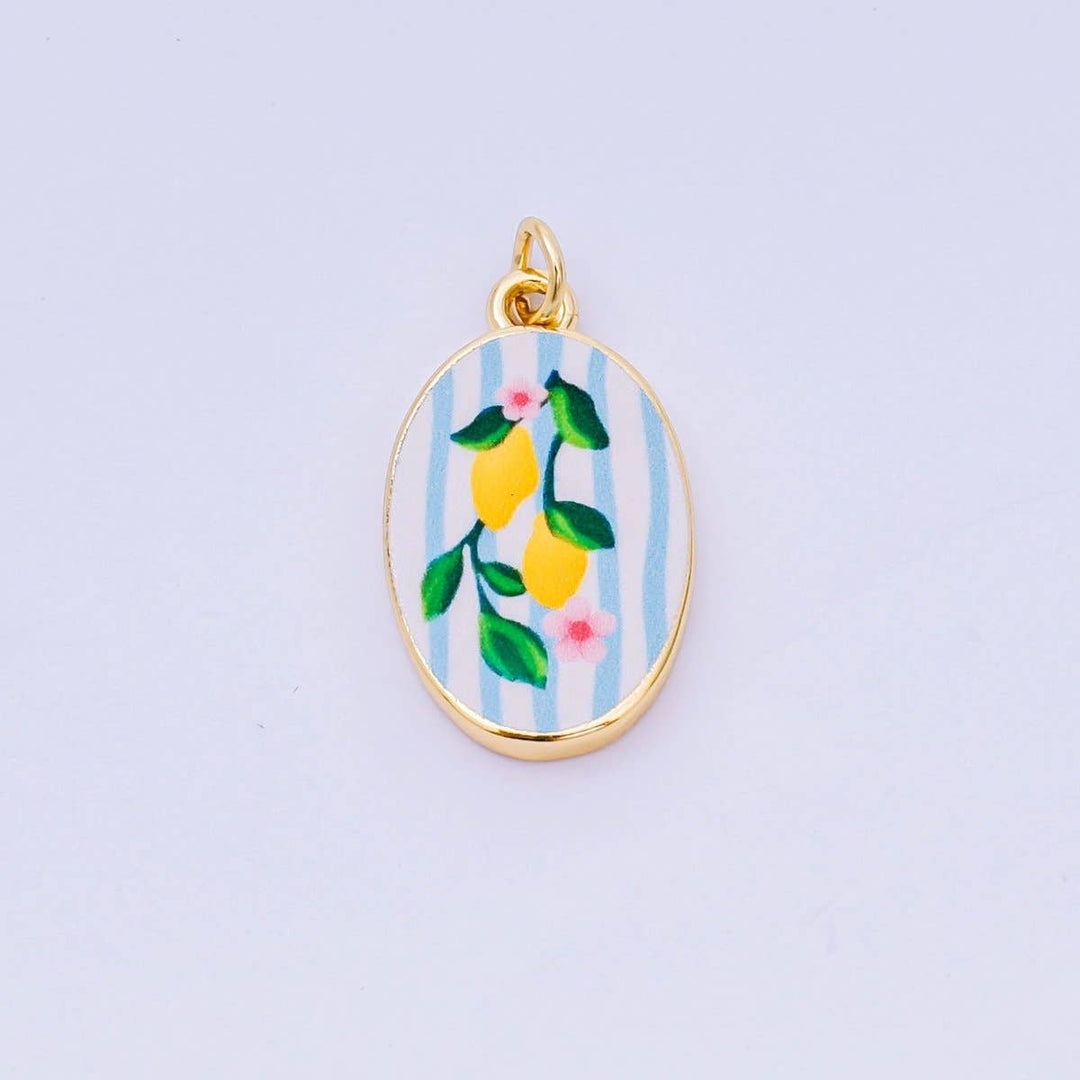 24K Gold Filled Enamel Oval Charm