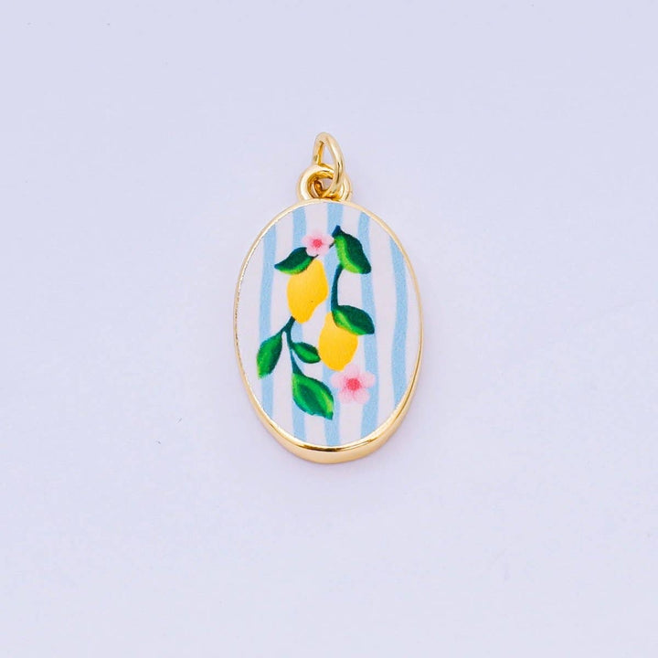 24K Gold Filled Enamel Oval Charm