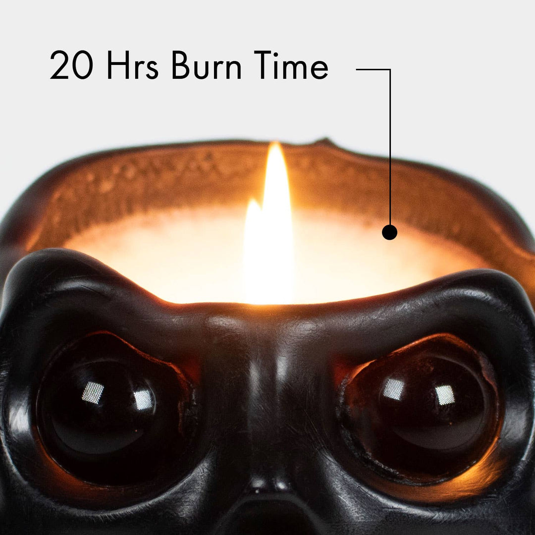 Skull Candle With Crystal Eyeballs Black
