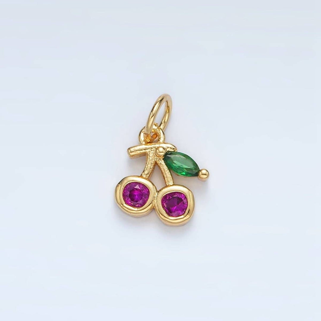 24K Gold Filled CZ Cherry Charm