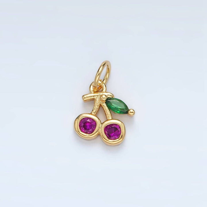 24K Gold Filled CZ Cherry Charm