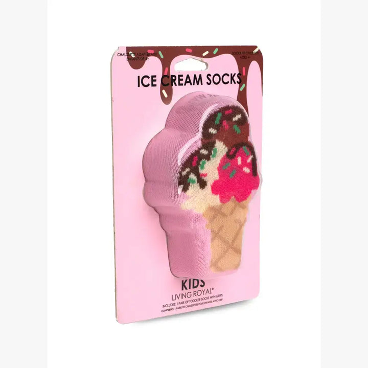 3D Packaged Socks - Kids - Ice Cream Cone-Pink