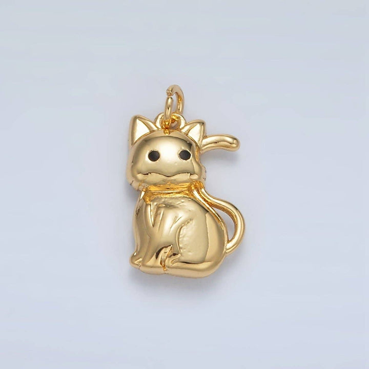 24K Gold Filled Mini Puffed Cat Charm
