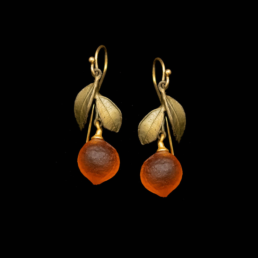 Orange Blossom Leaf Drop Dangle Earrings