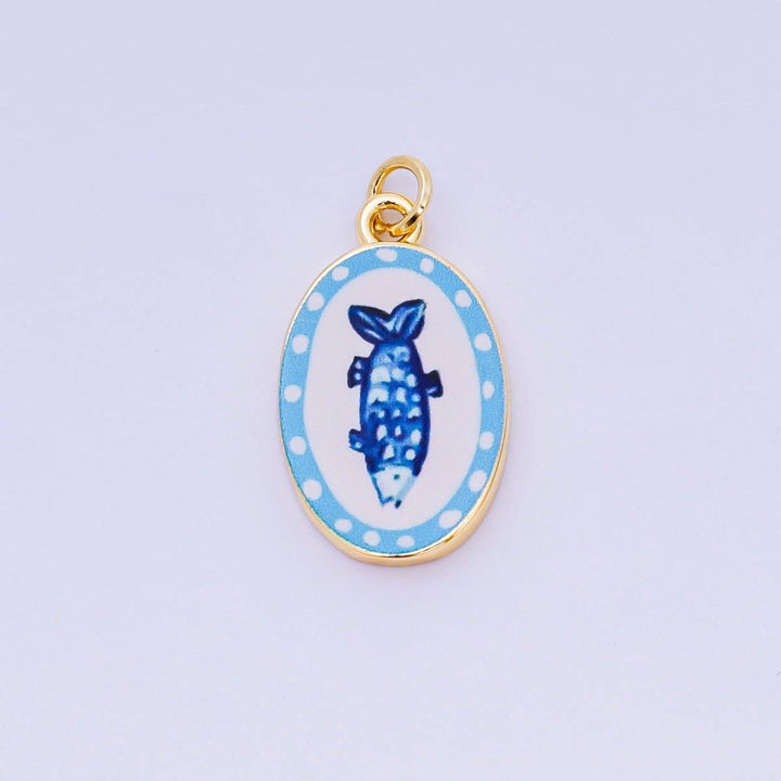24K Gold Filled Enamel Oval Charm