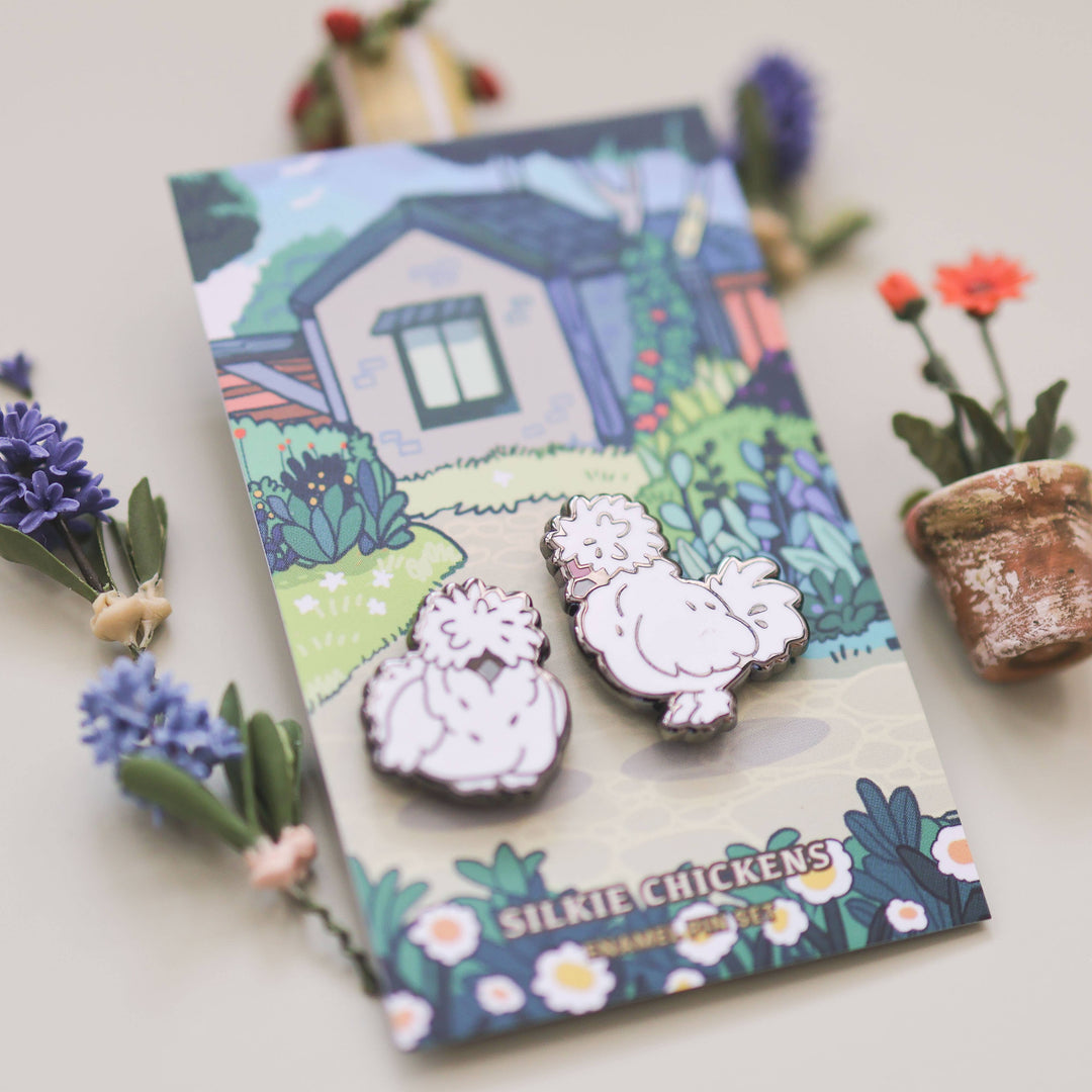 Enamel Pin - Silkie Chickens
