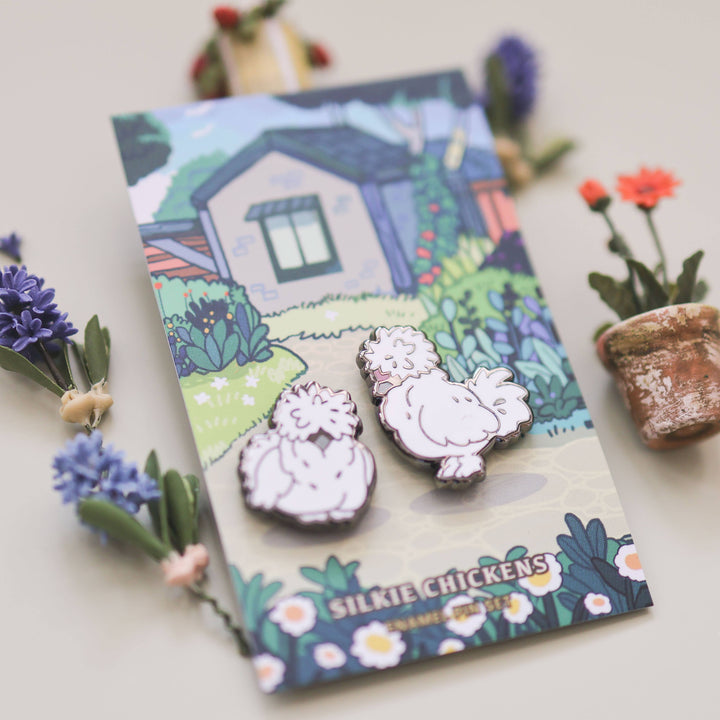 Enamel Pin - Silkie Chickens
