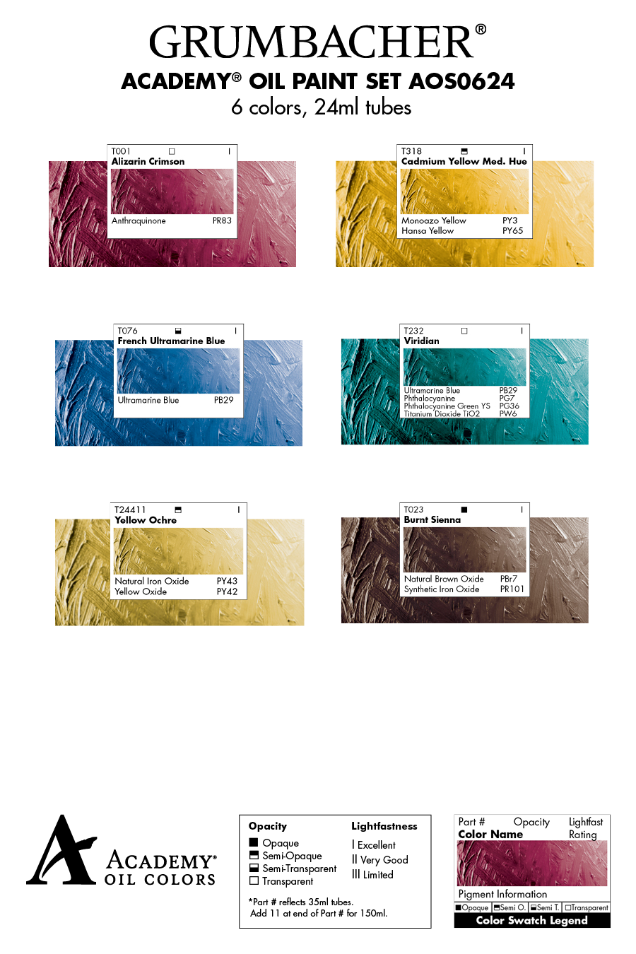 Grumbacher® Academy® Oil 6 Color Basic Set