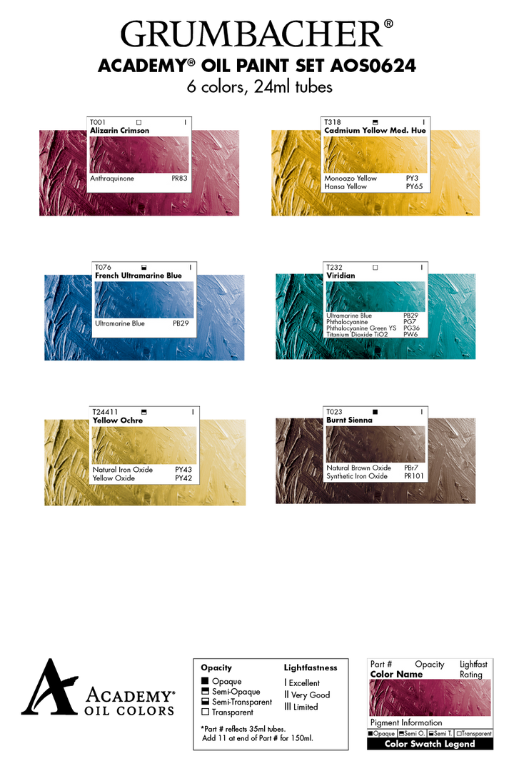 Grumbacher® Academy® Oil 6 Color Basic Set