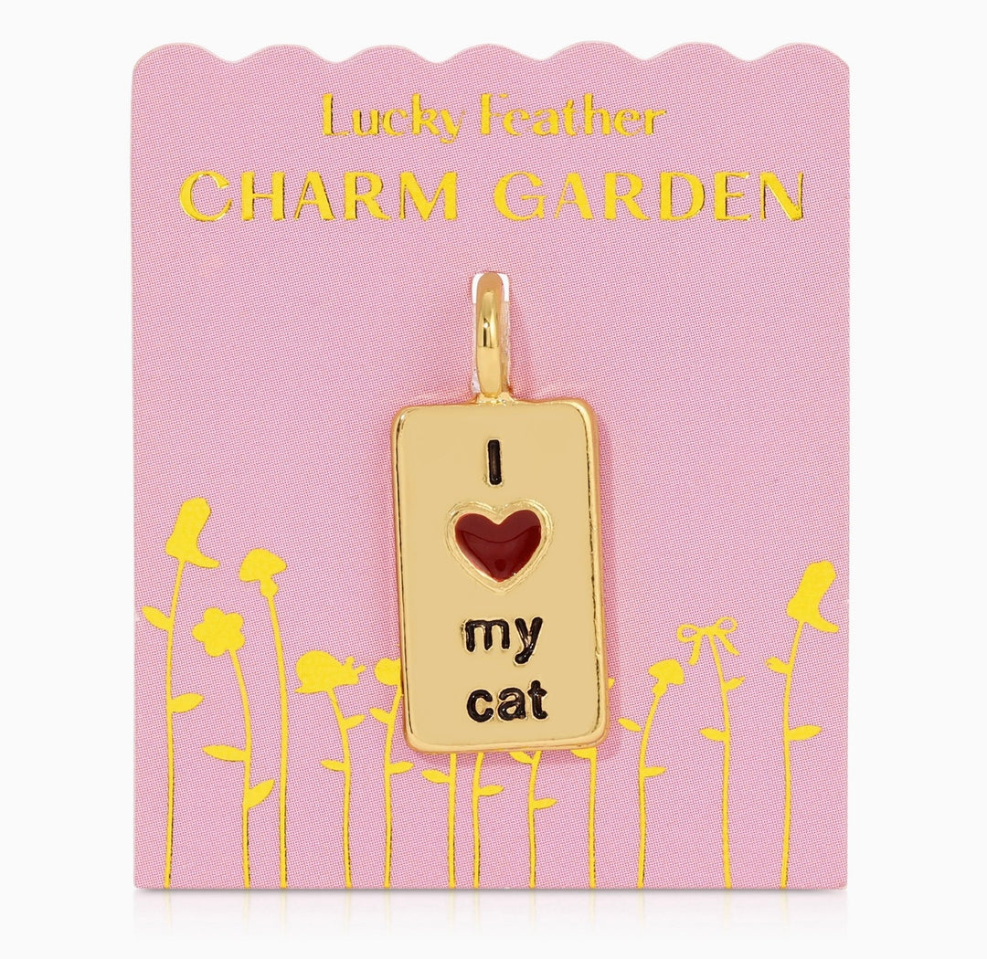 Gold I Heart Cat Charm