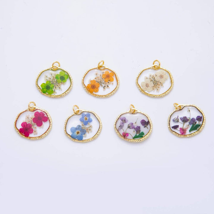 18K Gold Filled Resin Flower Charm
