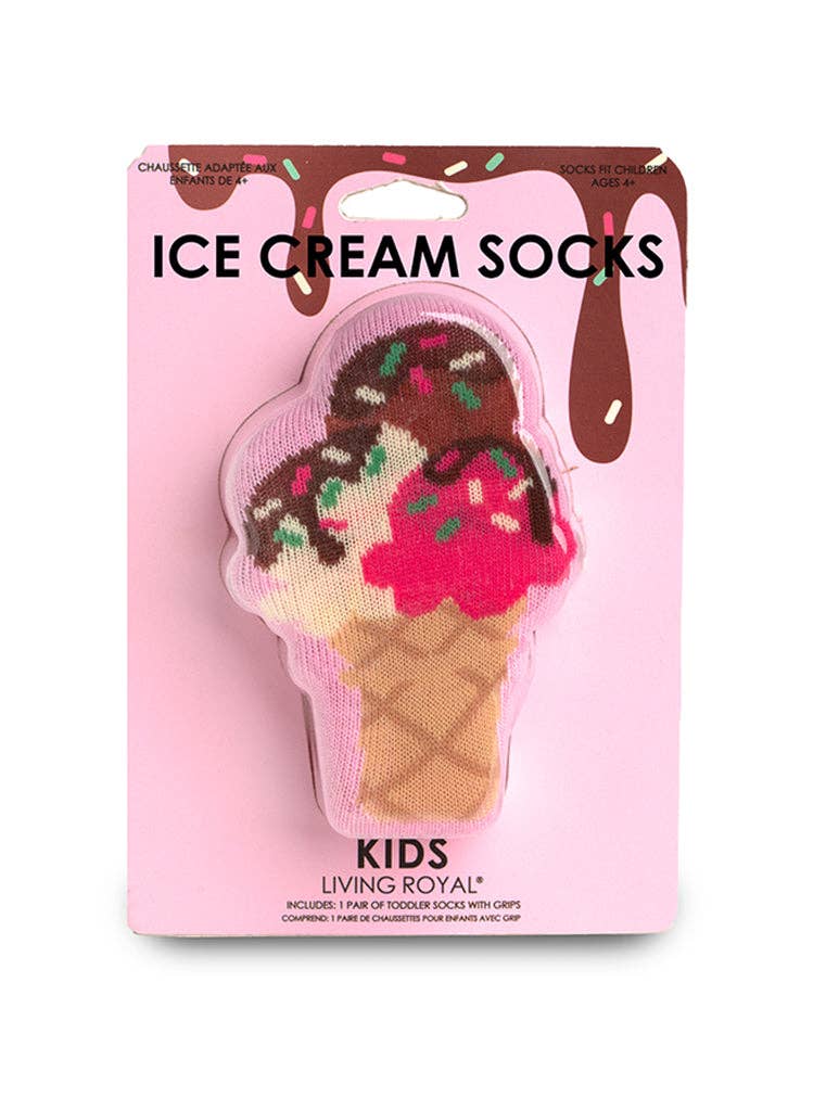 3D Packaged Socks - Kids - Ice Cream Cone-Pink