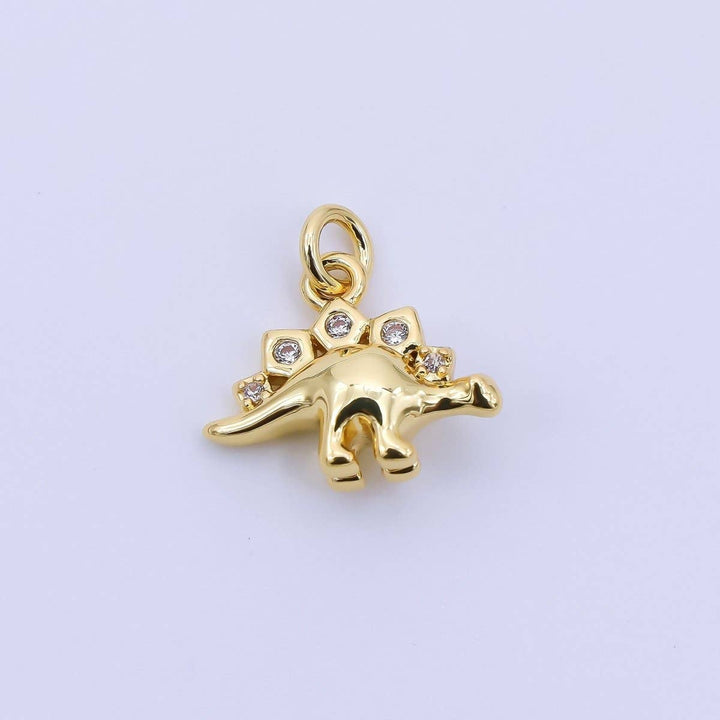 24K Gold Filled Micro Pave CZ Stegosaurus Charm