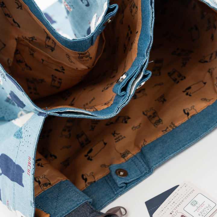 Kusuguru Japan Three Cats Tote Bag - Blue