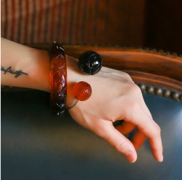Studded Crystal Bangle Emerald Amber