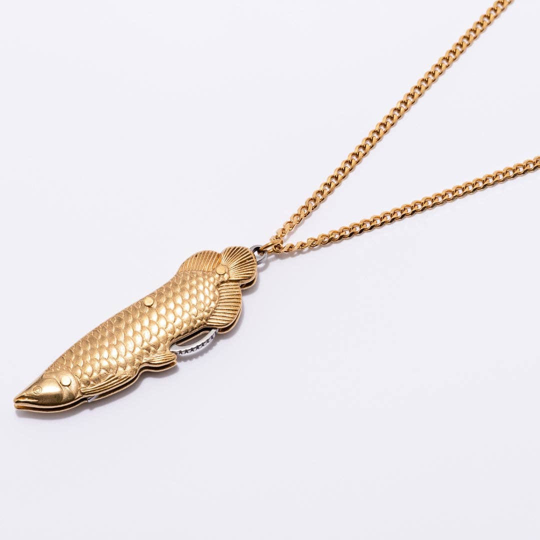 Fish Utility Safety Necklace - Brass & Steel