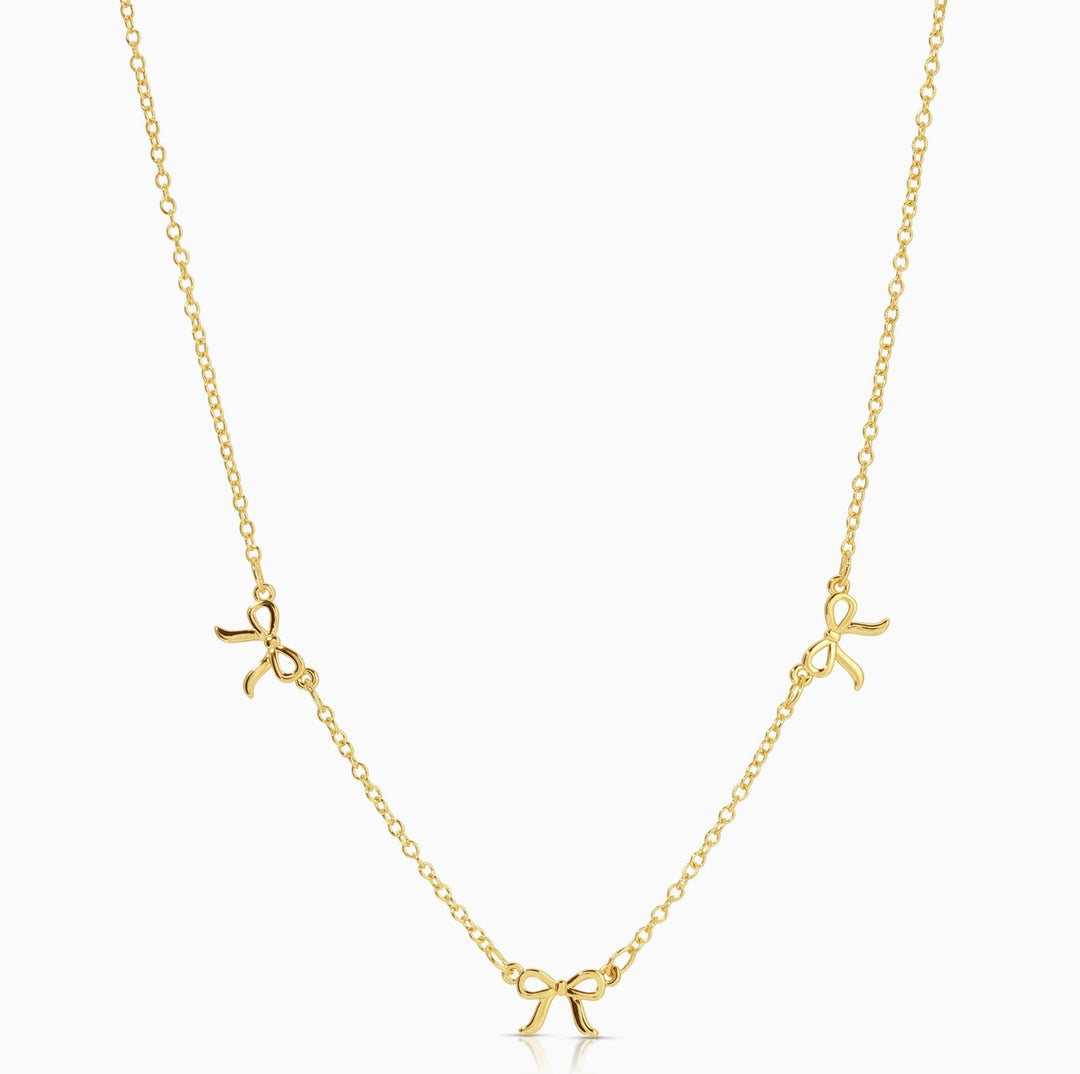 Beautiful Bows 3 Bow Necklace Gold