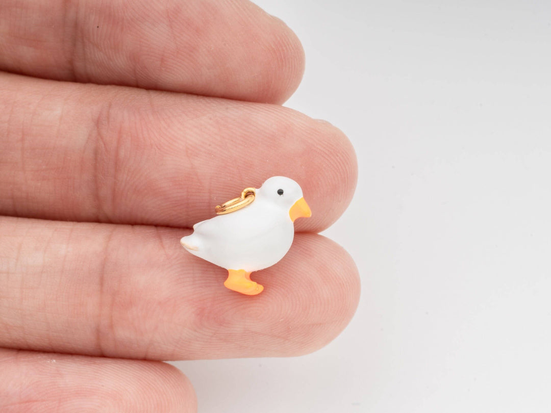 White Duck Enamel Charm
