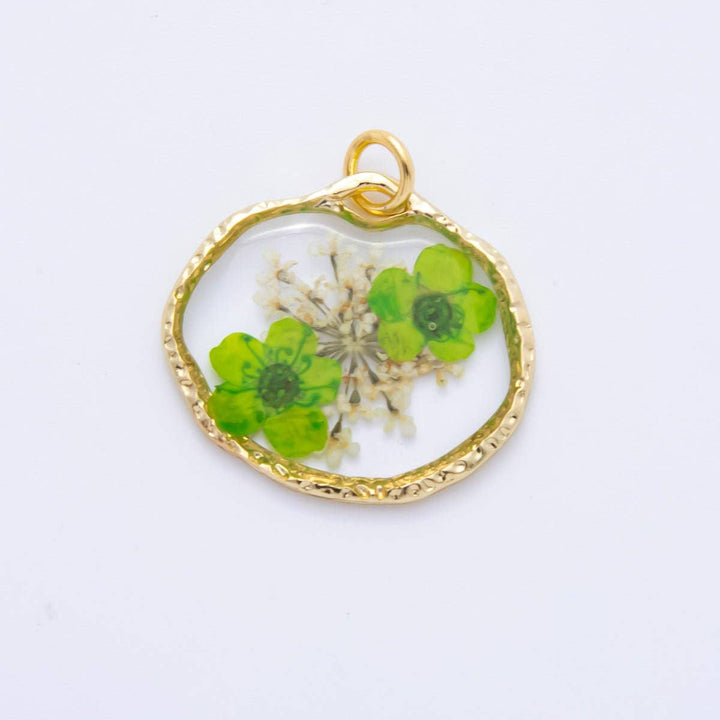 18K Gold Filled Resin Flower Charm