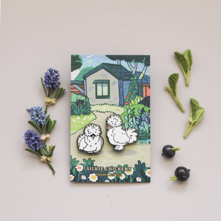 Enamel Pin - Silkie Chickens