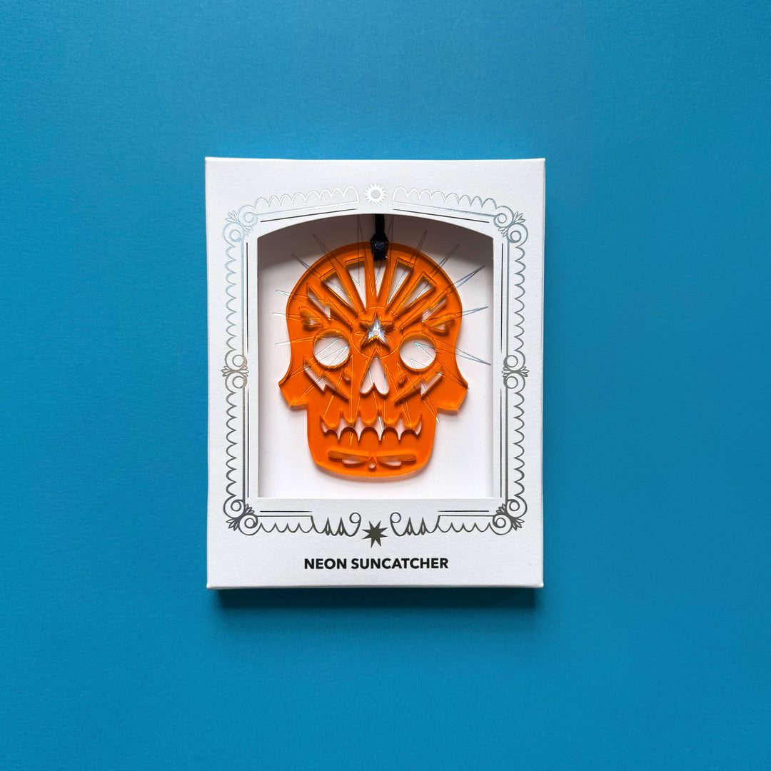 Orange Glow Skull Suncatcher 
