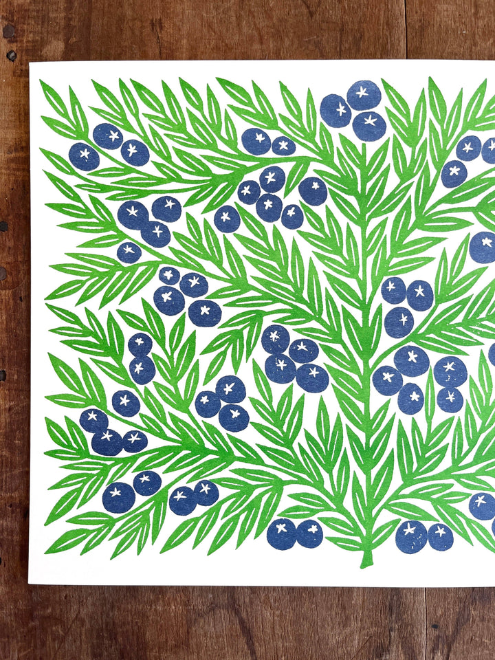 Garden Series: Blueberries Risograph Print