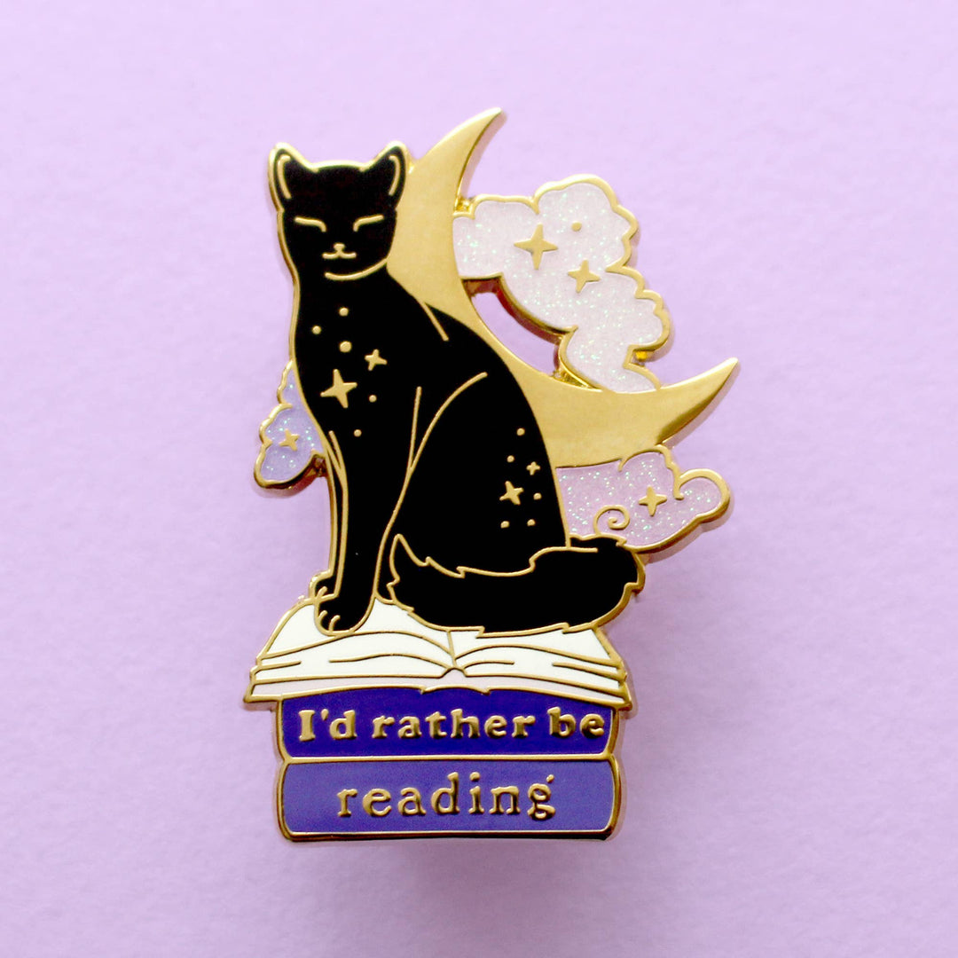 I’d Rather be Reading Cat Enamel Pin