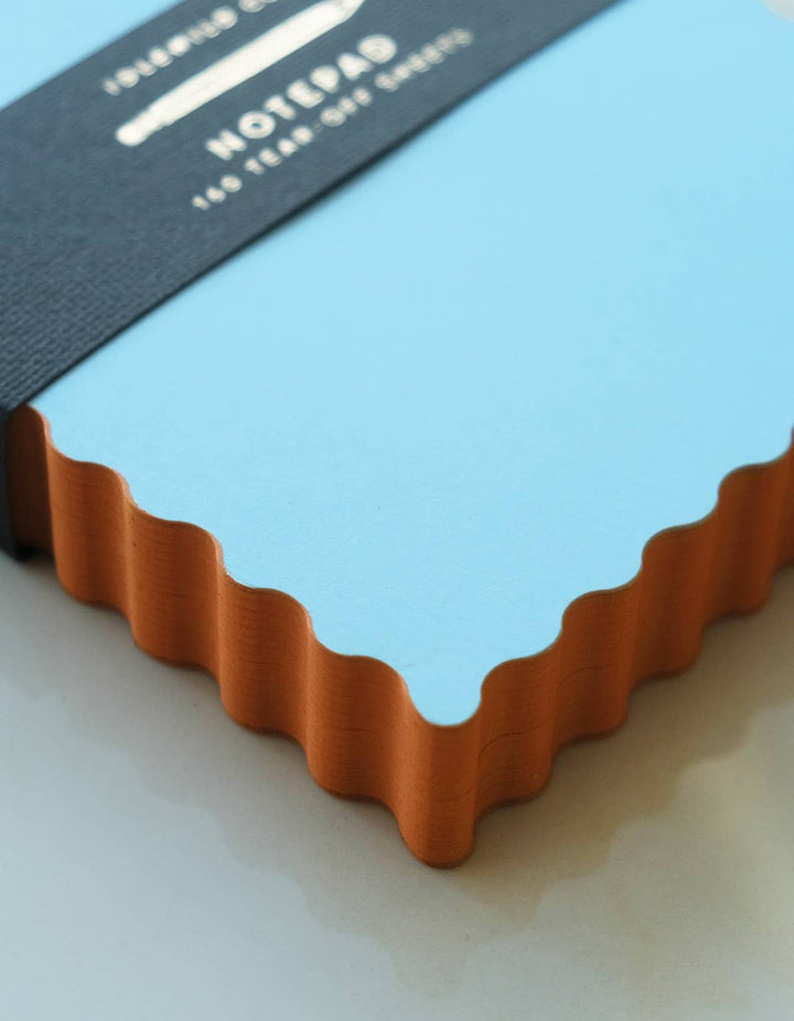 Mini Wave Shaped Notepad | Sky + Tangerine Edge