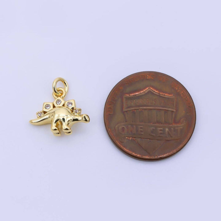 24K Gold Filled Micro Pave CZ Stegosaurus Charm