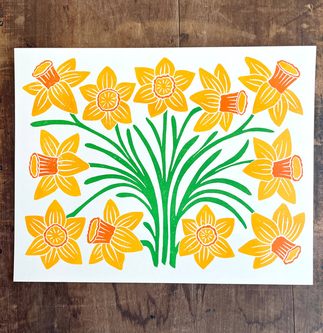 Garden Series: Daffodil Risograph Print