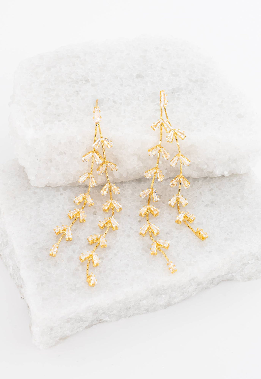 Willow Zircon and Gold Dangle Earrings