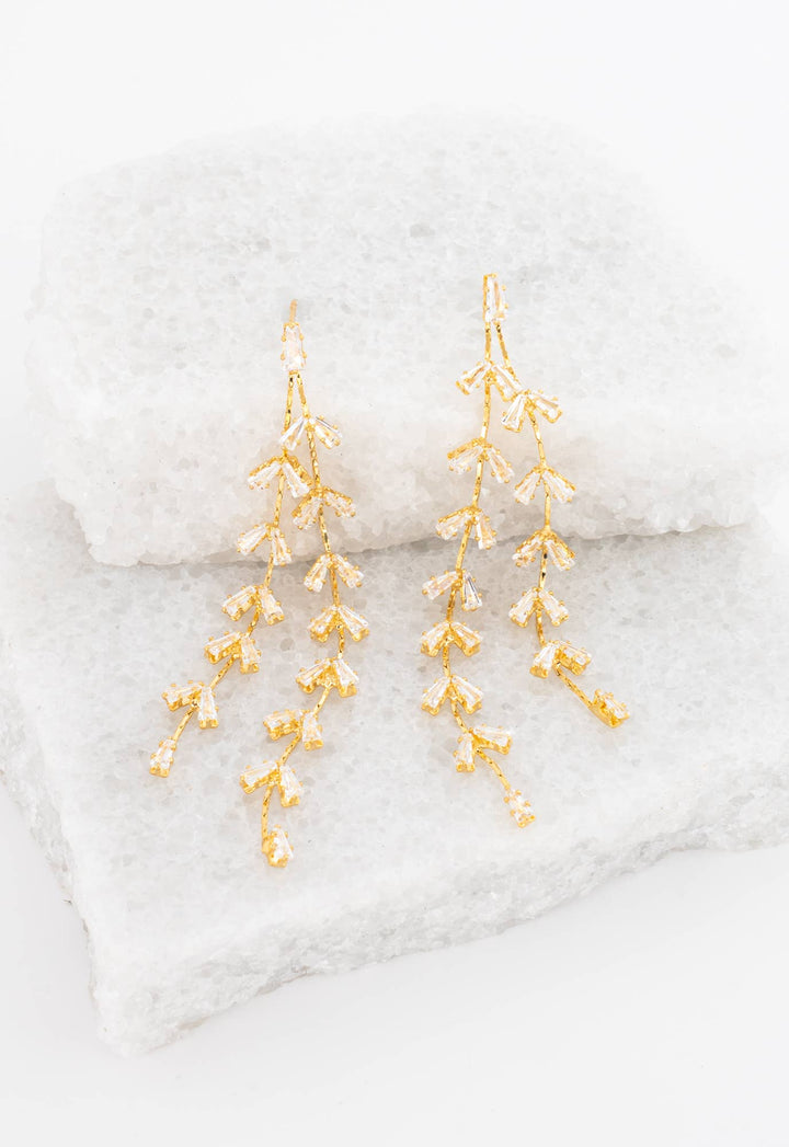Willow Zircon and Gold Dangle Earrings