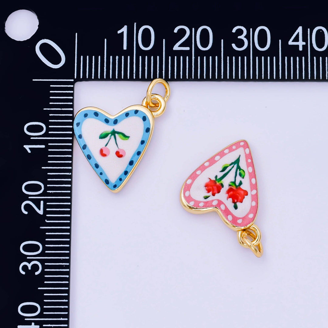 24K Gold Filled Enamel Heart Charm