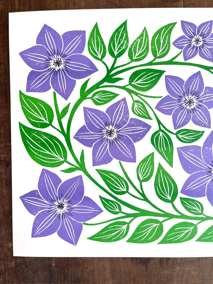Garden Series: Clematis Risograph Print
