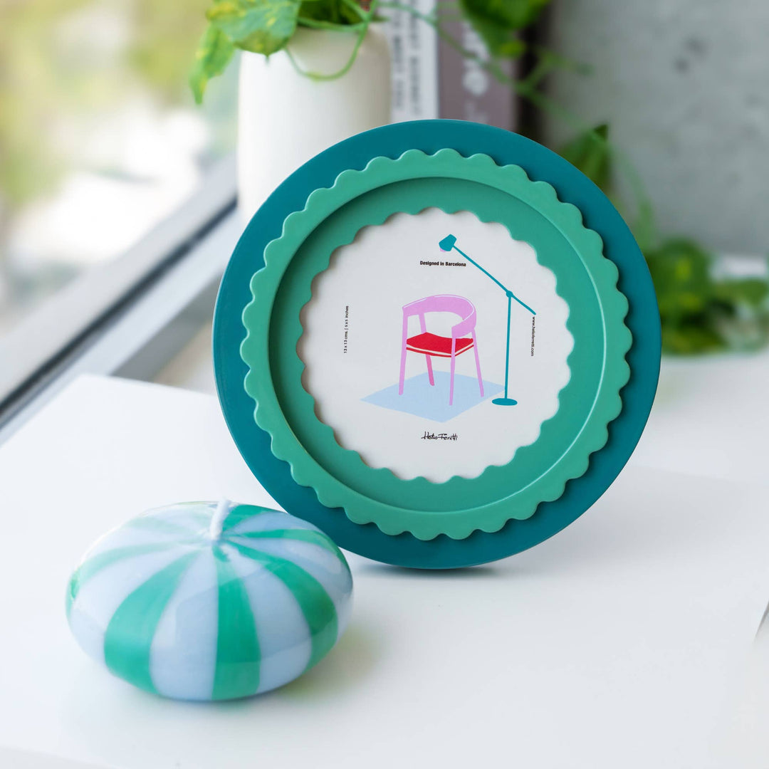 Round Glossy Green Photo Frame