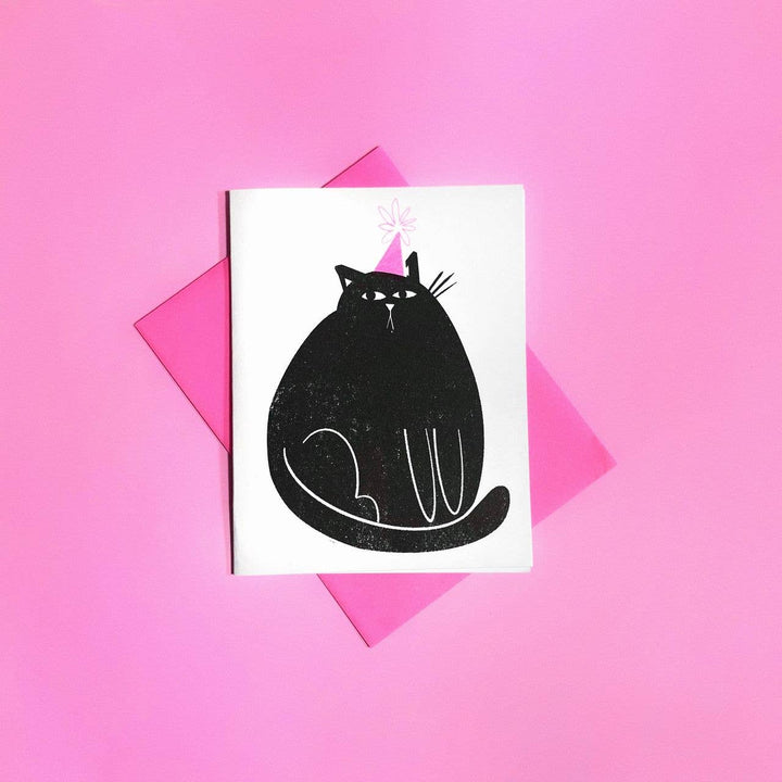 Party Cat Birthday - Fun Risograph Greeting Card