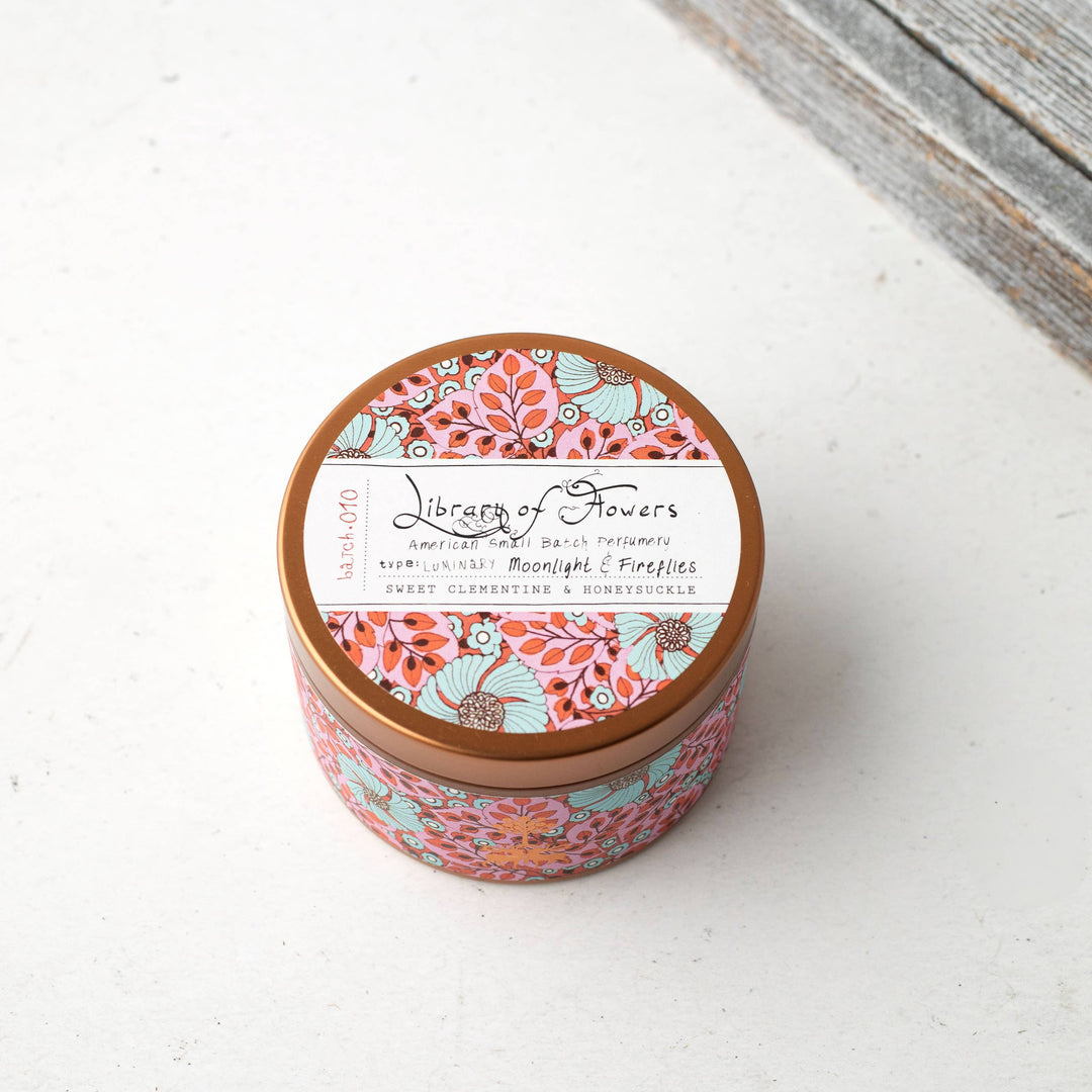 BLUE FLOWERS &amp; PINK LEAVES CANDLE