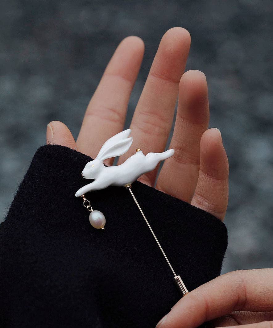 Ceramic Rabbit Brooches