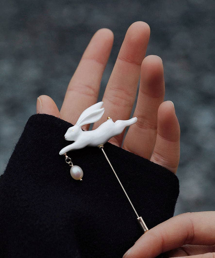 Ceramic Rabbit Brooches