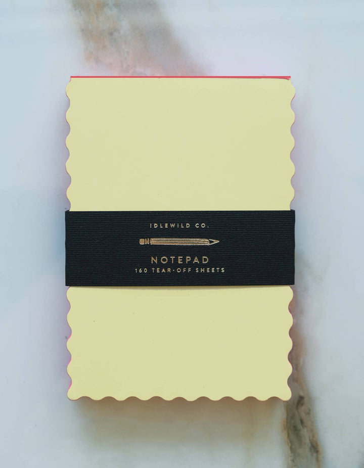 Mini Wave Shaped Notepad | Citron + Hot Coral Edge