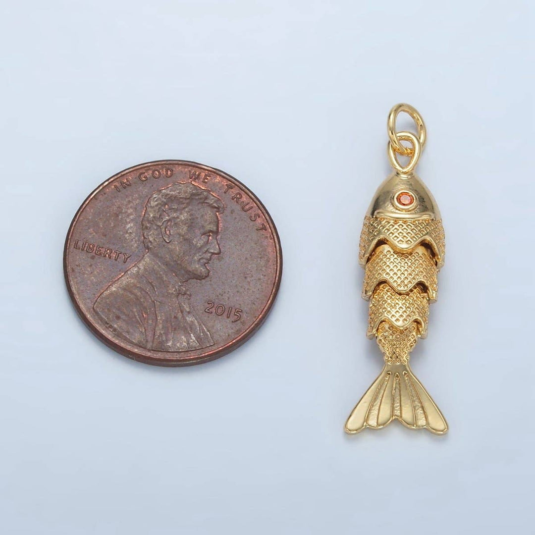 24K Gold Filled 30mm Fish Charm