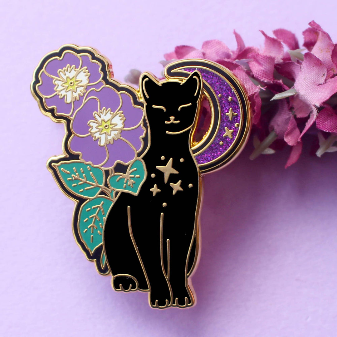 Primrose Cat Enamel Pin: Non-Binary Pride