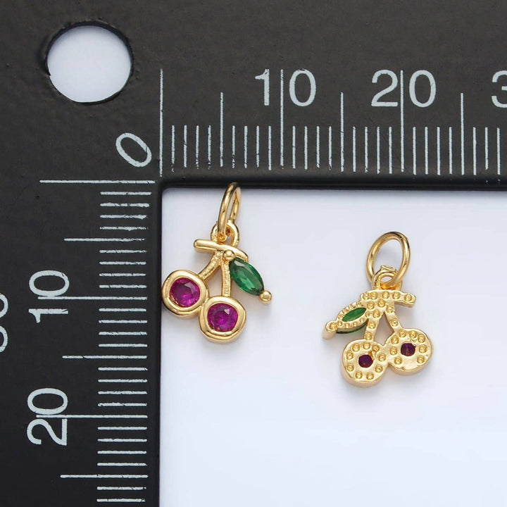 24K Gold Filled CZ Cherry Charm