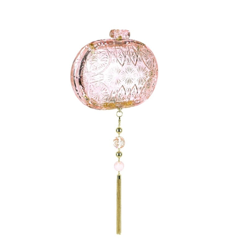 Hard Carved Oval Clutch Peach