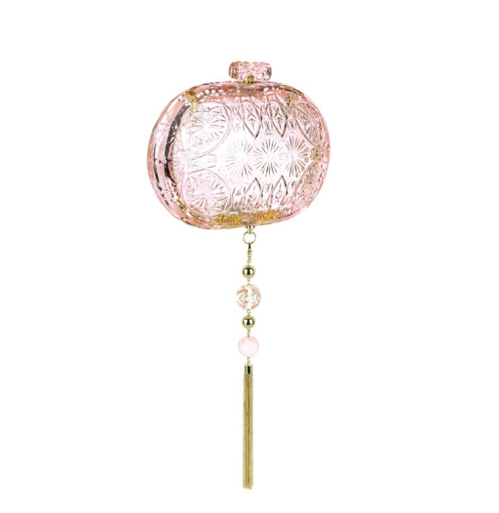 Hard Carved Oval Clutch Peach