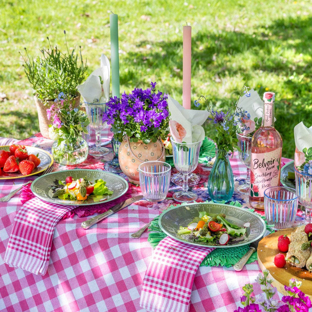 Raspberry & White Gingham Tablecloth