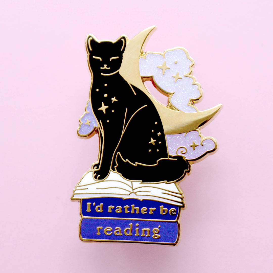 I’d Rather be Reading Cat Enamel Pin