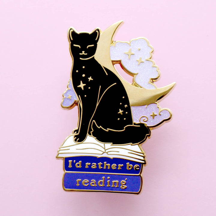 I’d Rather be Reading Cat Enamel Pin